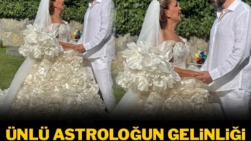 Ünlü astroloğun gelinliği sosyal medyayı ikiye böldü  Ünlü astrolog Nuray Sayarı ikinci kez evlendi. Sayarı’nın gelinliği ise en çok konuşulanlar arasında yer aldı.