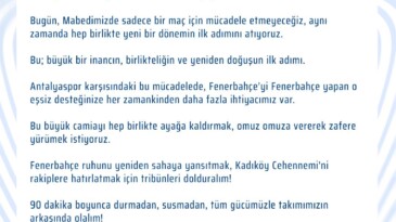 Fenerbahçe’de Yeni Dönem  Sadettin Saran Yönetimi İlk Paylaşım. Kenetleniyoruz, Başlıyoruz!  Bu Akşam Kadıköy Cehennemi’nde Buluşuyoruz! 💛💙