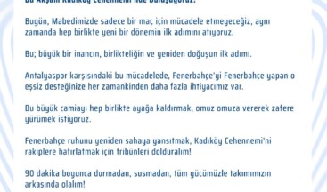 Fenerbahçe’de Yeni Dönem  Sadettin Saran Yönetimi İlk Paylaşım. Kenetleniyoruz, Başlıyoruz!  Bu Akşam Kadıköy Cehennemi’nde Buluşuyoruz! 💛💙