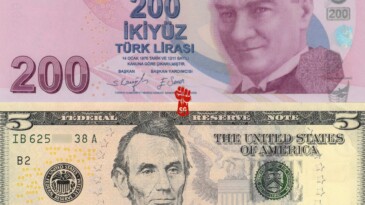 Türkiye’de tedavüldeki en yüksek banknotun değeri 5 doların altına geriledi.