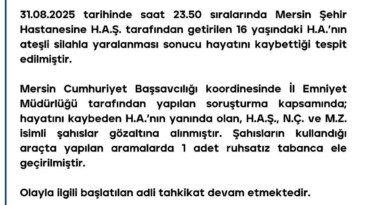 Mersin Valiliğinden Açıklama.!