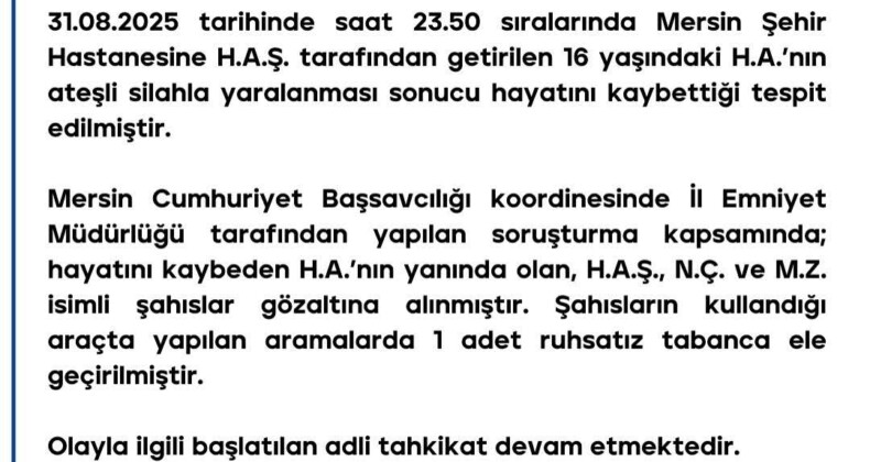 Mersin Valiliğinden Açıklama.!