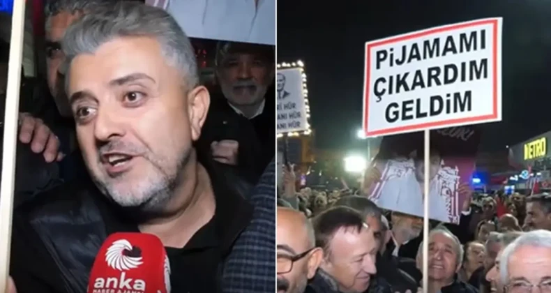 Özgür Özel’in o çağrısı karşılık buldu: ‘Pijamamı çıkardım geldim’ CHP Genel Başkanı Özgür Özel’in, “Pijamalarınızı çıkartıp mitinglere katılın” çağrısı üzerine Güngören’deki mitinge “Pijamamı çıkardım geldim” pankartıyla katılan yurttaş, ilk kez mitinge geldiğini ve Özel’in sözünden etkilendiğini söyledi