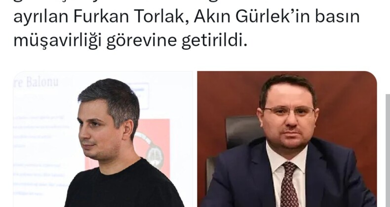 Mehmet Akif Ersoy’un tutuklandığı uyuşturucu soruşturmasında adı geçtiği gerekçesiyle DMM’deki görevinden ayrılan Furkan Torlak, Akın Gürlek’in basın müşavirliği görevine getirildi.