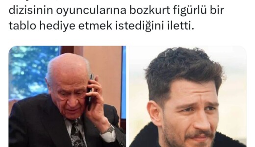 Devlet Bahçeli, Uraz Kaygılaroğlu’nu arayarak, kabul etmeleri halinde ‘Yeraltı’ dizisinin oyuncularına bozkurt figürlü bir tablo hediye etmek istediğini iletti.