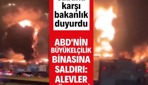 ABD’nin Riyad Büyükelçiliği’ne saldırı: Alevler yükseldi ABD’nin Suudi Arabistan Büyükelçiliği’ne iki İHA ile saldırı düzenlendi. Suudi Arabistan Savunma Bakanlığı tarafından doğrulanan olayın detayları henüz paylaşılmazken binadan alevler yükseldi.