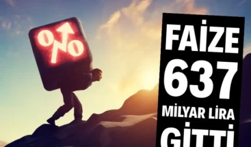 Faize 637 milyar lira gitti  Hazine’nin faiz ödemeleri rekor kırmaya devam ediyor. Ocak-şubat döneminde faiz gideri yüzde 119 artarken, iki aylık nakit açığı 338.7 milyar TL’ye ulaştı.