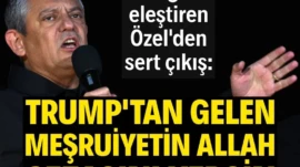 Özgür Özel: Trump’tan gelen meşruiyetin Allah cezasını versin CHP Genel Başkanı Özgür Özel, Pendik mitinginde yaptığı konuşmada “Trump’tan gelen meşruiyetin Allah cezasını versin. Meşruiyet Trump’tan alınmaz, emperyalist Amerika’dan alınmaz. Meydandan alınır, Pendik’ten alınır, sokaktan alınır, sandıktan alınır” dedi.