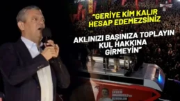 Özgür Özel’den AKP’ye uyarı! “Yarın bunu geçmişe dönük yaparlar” Ataşehir Belediyesi Başkanı Onursal Adıgüzel’in gözaltına alınmasına tepki göstermek için gerçekleştirilen mitingde konuşan CHP Genel Başkanı Özgür Özel, “Onursal’a yöneltilen bir suçlama yok. Yarın buna geçmişe dönük yaparlar. Yapılan iş çok kötü bir yolu açmaktır. 23 yıllık iktidarın sonunda bu yolu açıp da giderse birileri, bu yoldan kim geçer geriye kim kalır, hesap edemezsiniz. Onun için aklınızı başınıza toplayın. Kul hakkına girmeyin” diye konuştu.