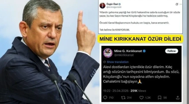 Özgür Özel’in kınadığı yazar Kırıkkanat özür diledi CHP Genel Başkanı Özgür Özel, yazar Mine Kırıkkanat’ın, ‘Kemal Kılıçdaroğlu’ yorumunu isim vermeden kınadı. Kırıkkanat özür diledi.
