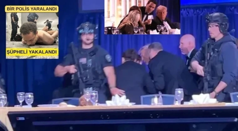 Beyaz Saray yemeğinde silah sesleri! Trump konuşma yapıyordu Beyaz Saray Muhabirleri yemeğinde silah sesleri! ABD Başkanı Trump apar topar salondan çıkarıldı. Şüpheli yakalandı, bir polis yaralandı.