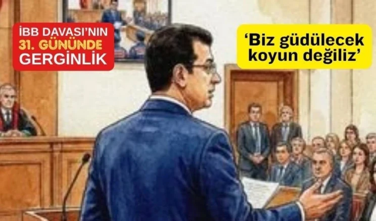 İmamoğlu’ndan Jandarmaya: Buradayım beni indirin yaka paça Mahkeme Başkanı, Avukat Baran Kaya’yı “mizansen” ifadesi kullandığı için salondan çıkarabileceğini söyleyince avukatlar tepki gösterdi. Heyet Başkanı mahkemeye ara verdi. Salon boşaltılamadı, duruşma yarına ertelendi.