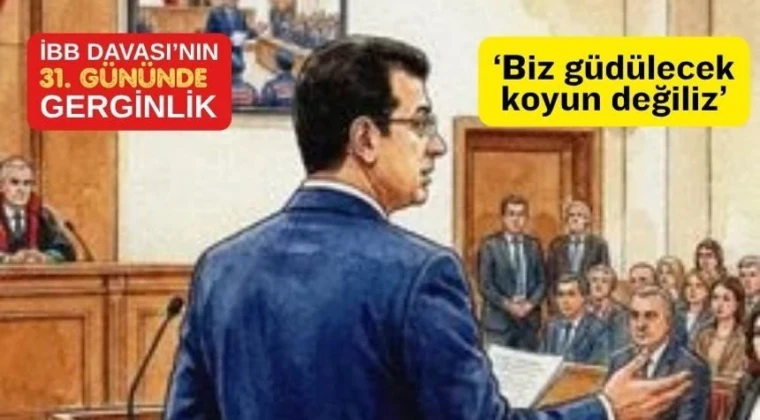 İmamoğlu’ndan Jandarmaya: Buradayım beni indirin yaka paça Mahkeme Başkanı, Avukat Baran Kaya’yı “mizansen” ifadesi kullandığı için salondan çıkarabileceğini söyleyince avukatlar tepki gösterdi. Heyet Başkanı mahkemeye ara verdi. Salon boşaltılamadı, duruşma yarına ertelendi.