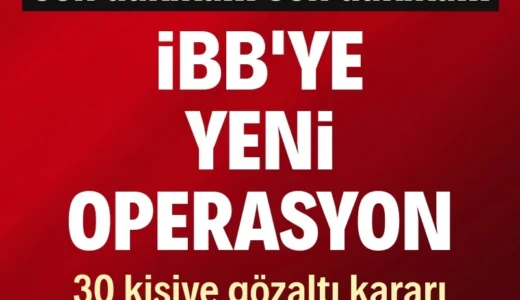 İBB’ye yeni operasyon: 30 kişi için gözaltı kararı İBB’ye yönelik yürütülen soruşturma kapsamında, Ağaç ve Peyzaj A.Ş. iştirak şirketi üzerinden usulsüz şekilde ihale sistemi kurularak ihalelere fesat karıştırıldığı iddiasıyla operasyon düzenlendi. Aralarında Genel Sekreter Yardımcısı Oktay Özel ile Park ve Bahçeler Daire Başkanı Tuğba Ölmez Hancı’nın da yer aldığı 29 kişi gözaltına alındı, hakkında gözaltı kararı bulunan 1 kişinin ise yurt dışında olduğu tespit edildi.