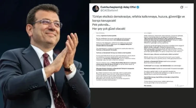 İmamoğlu’dan Erdoğan’a ve millete mektup Ekrem İmamoğlu, Silivri zindanından yazdığı mektup ile Erdoğan’a seslendi: Çözüm için daha kaç kere seçilmeniz gerekiyor?