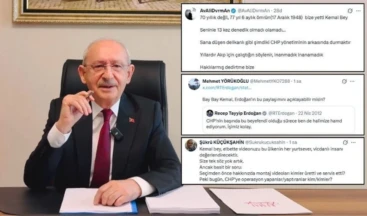 ‘Arınma’ çağrısı yapan Kılıçdaroğlu’na tepki yağdı CHP’ye yönelik operasyonlar için partiye ‘arınma’ çağrısında bulunan Kemal Kılıçdaroğlu’nun video paylaşımına kısa sürede binlerce tepki geldi.