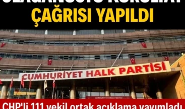 CHP’li 111 vekilden olağanüstü kurultay çağrısı CHP’li 111 milletvekilinden 12 Temmuz’da olağanüstü kurultay yapılması için çağrı geldi… 27 milletvekili bu bildiriye destek vermezken 700’den fazla delegenin de olağanüstü kurultay yapılması için imza verdiği öğrenildi.