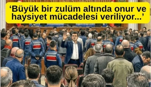 Ekrem İmamoğlu: İktidarın ve partimin başındaki kayyuma sözlerini aynen iade ediyorum İBB Davası’nın 44. gününde verilen arada konuşan Ekrem İmamoğlu: İktidarın başındaki zihniyete ve aynı dili kullanan benim canım partimin başındaki kayyuma sözlerini bu masum insanlar adına aynen iade ediyorum.