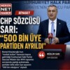 CHP Sözcüsü Sarı: “500 bin üye partiden ayrıldı” Kemal Kılıçadaroğlu’nun “mutlak butlan” kararıyla başına getirildiği Cumhuriyet Halk Partisi Sözcüsü Müslim Sarı MYK toplantısı sonrasında yaptığı açıklamada partiden istifa eden üye sayısının “500 bin olduğunu” söyledi.